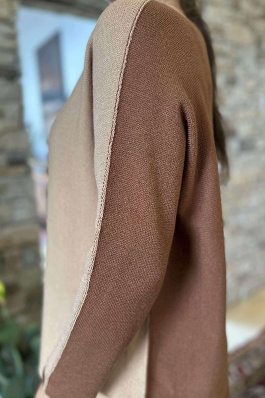 Made in Italy Juno Two Tone Knit Camel & Dark Tan