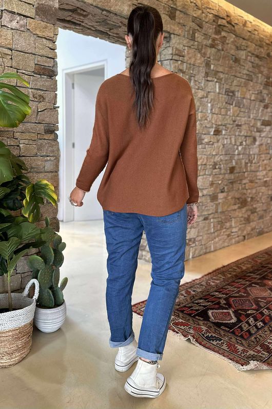 Made in Italy Juno Two Tone Knit Camel & Dark Tan