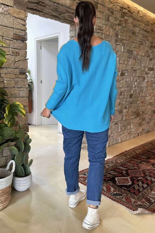 Made in Italy Juno Two Tone Knit Dijon & Azure