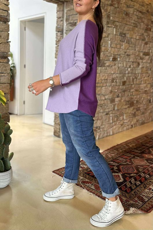 Made in Italy Juno Two Tone Knit Lilac & Aubergine /8 =
