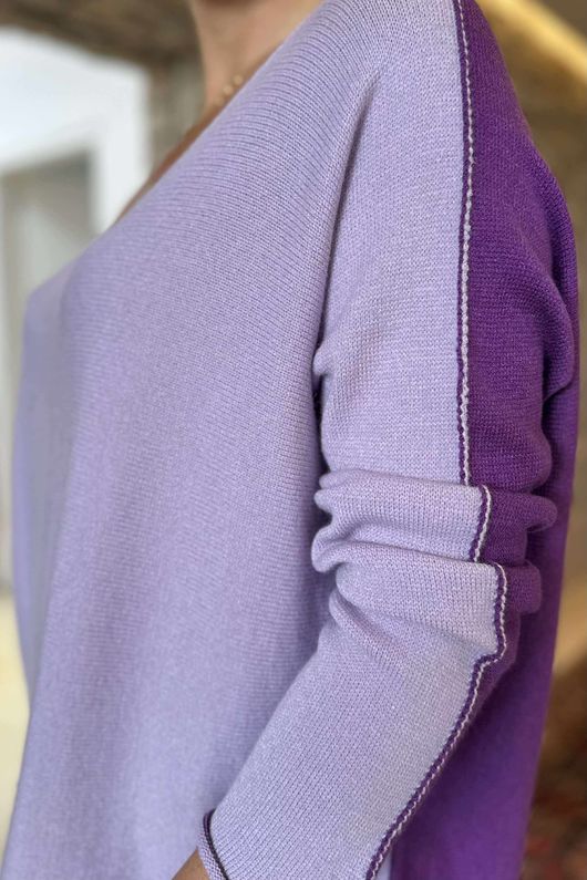 Made in Italy Juno Two Tone Knit Lilac & Aubergine