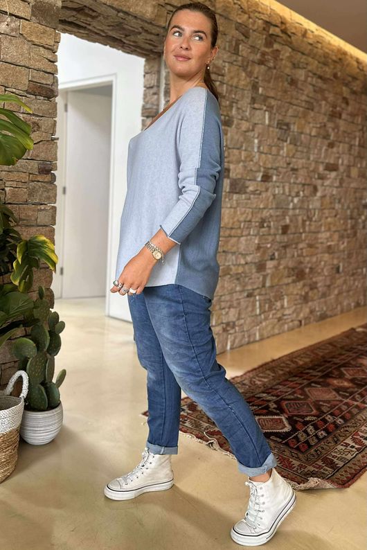Made in Italy Juno Two Tone Knit Powder & Denim /4 =