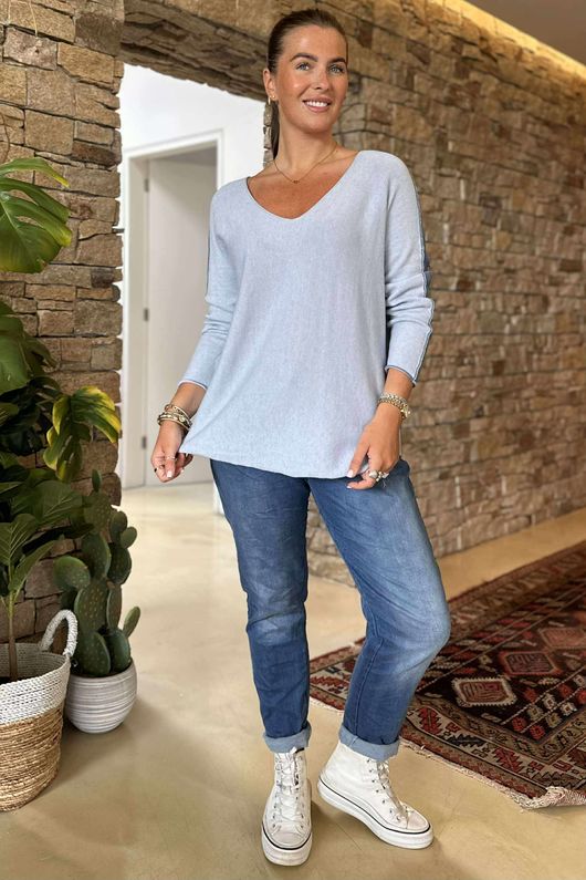 Made in Italy Juno Two Tone Knit Powder & Denim