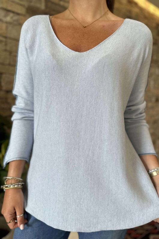 Made in Italy Juno Two Tone Knit Powder & Denim
