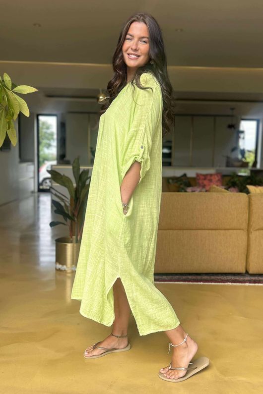 Made in Italy Kasbah Souk Dress Washed Lime