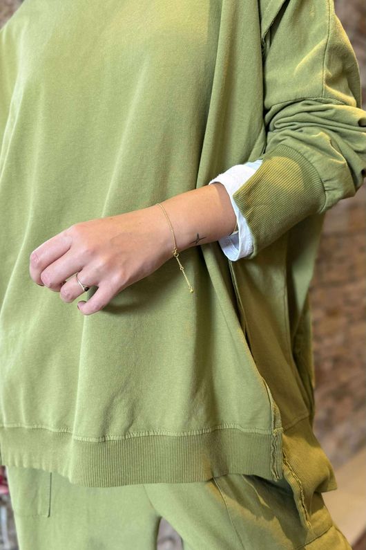 Made in Italy Lagenlook Chill Sweatshirt Olive