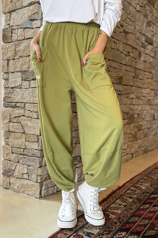 Made in Italy Lagenlook Shelby Cocoon Pant Olive
