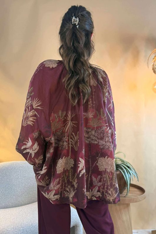 Made in Italy Noctura Pure Cotton Peasant Blouse Beetroot