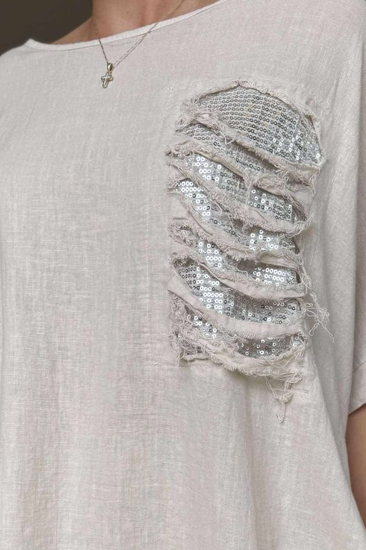 Made in Italy Noor Linen Blend Pocketed Dress Stone
