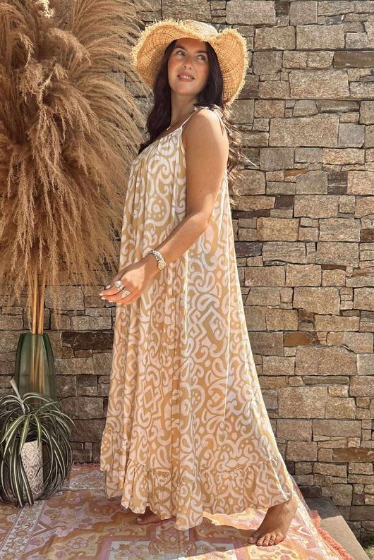 Made in Italy Nyssa Tie Shoulder Dress Indian Yellow /16 =