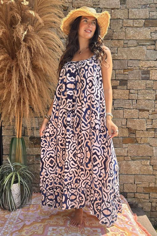 Made in Italy Balearic Tie Shoulder Dress Navy /9 ** 
