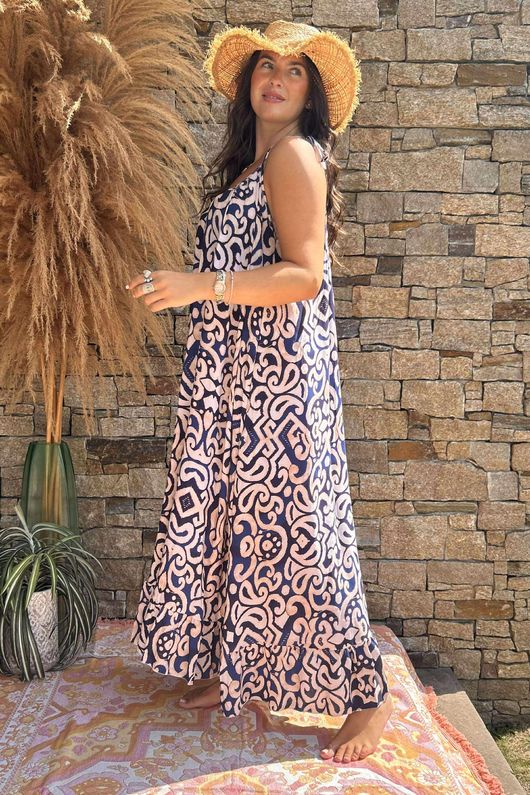 Made in Italy Nyssa Tie Shoulder Dress Navy /20 =