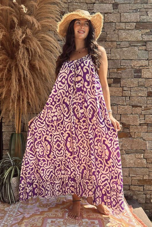 Made in Italy Balearic Tie Shoulder Dress Orchid - ** 