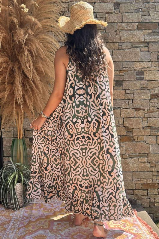 Made in Italy Nyssa Tie Shoulder Dress Palm /57 =
