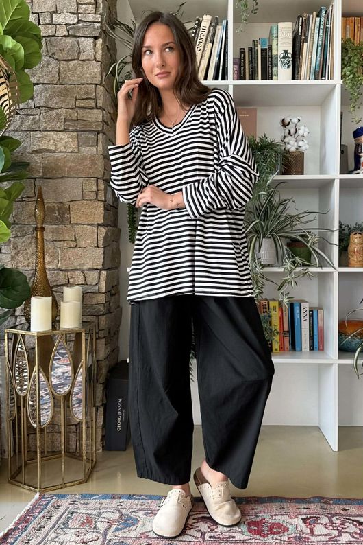  Perfect Breton V Long Sleeve Top Black /25