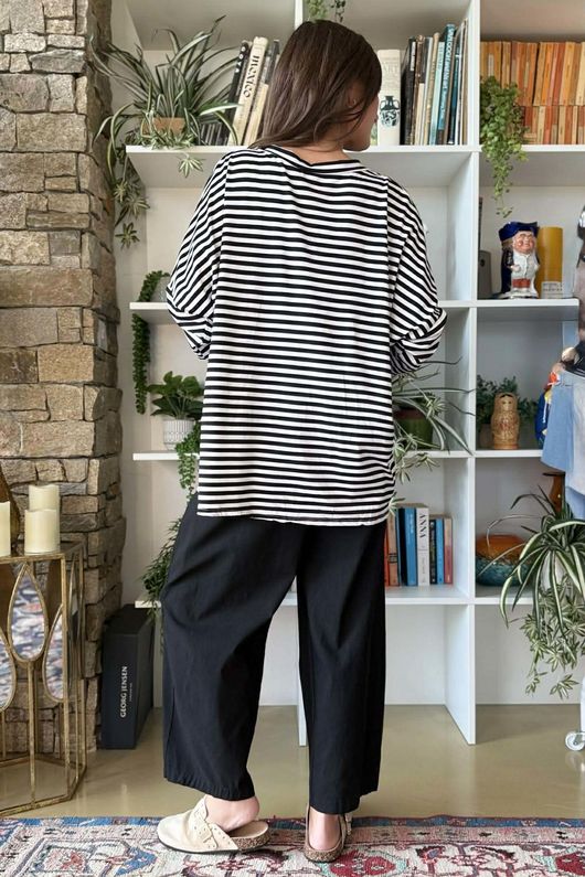  Perfect Breton V Long Sleeve Top Black /25