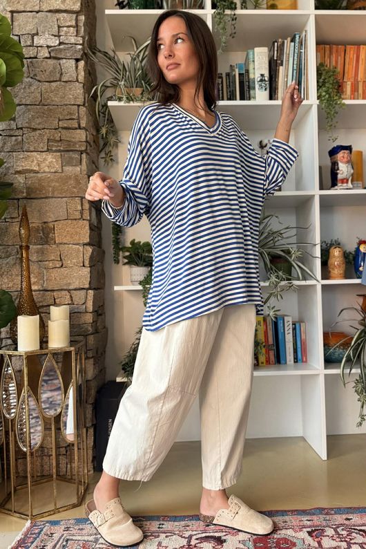  Perfect Breton V Long Sleeve Top Cobalt /20