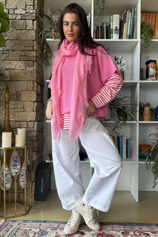  Perfect Breton V Long Sleeve Top Hot Pink /13