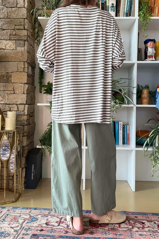  Perfect Breton V Long Sleeve Top Khaki /15