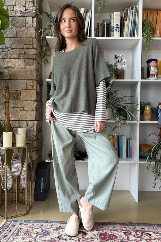  Perfect Breton V Long Sleeve Top Khaki /15