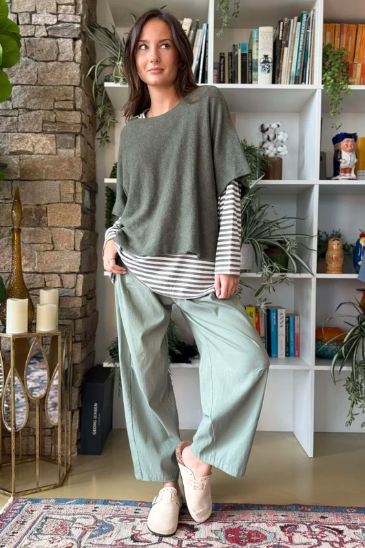  Perfect Breton V Long Sleeve Top Khaki /15