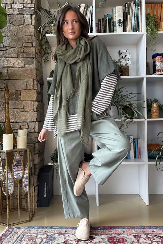  Perfect Breton V Long Sleeve Top Khaki /15