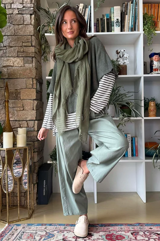  Perfect Breton V Long Sleeve Top Khaki /15