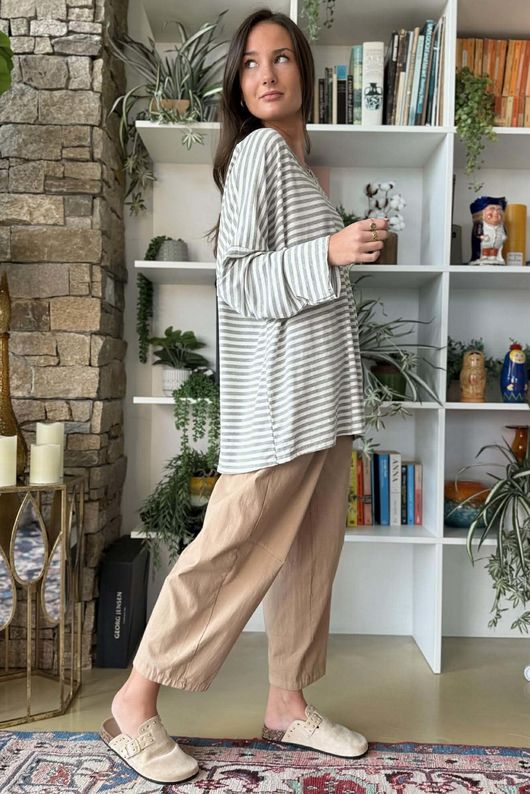  Perfect Breton V Long Sleeve Top Light Grey /10