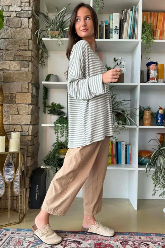  Perfect Breton V Long Sleeve Top Light Grey /10