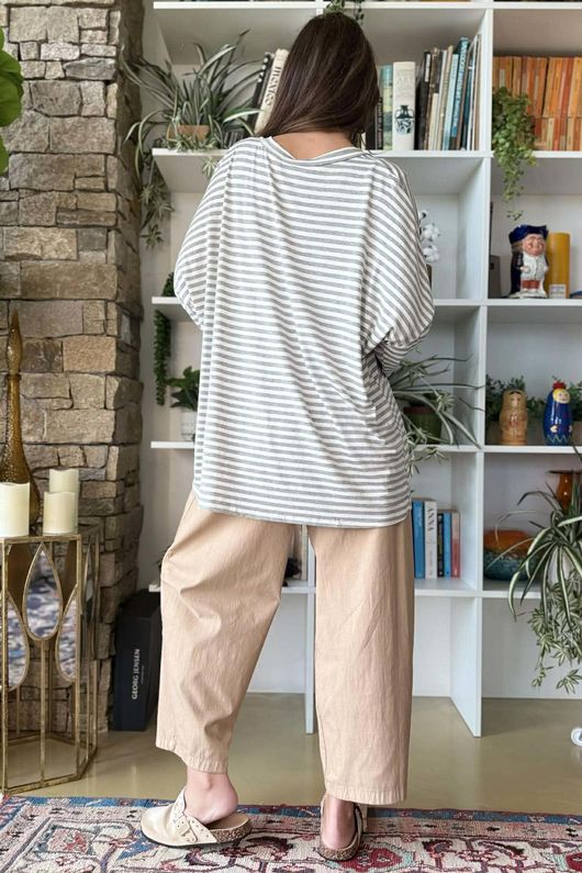  Perfect Breton V Long Sleeve Top Light Grey /10