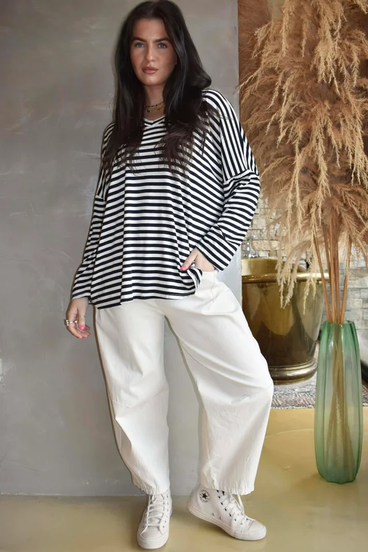  Perfect Breton V Long Sleeve Top Navy 