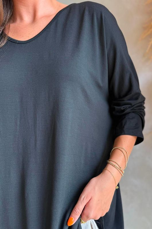  Perfect V Long Sleeve Top Black 
