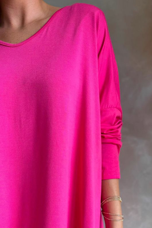  Perfect V Long Sleeve Top Hot Pink 