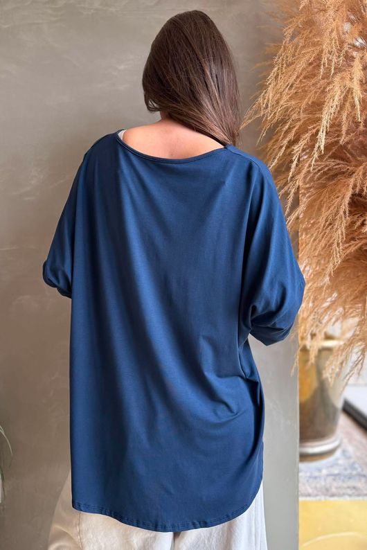  Perfect V Long Sleeve Top Navy 