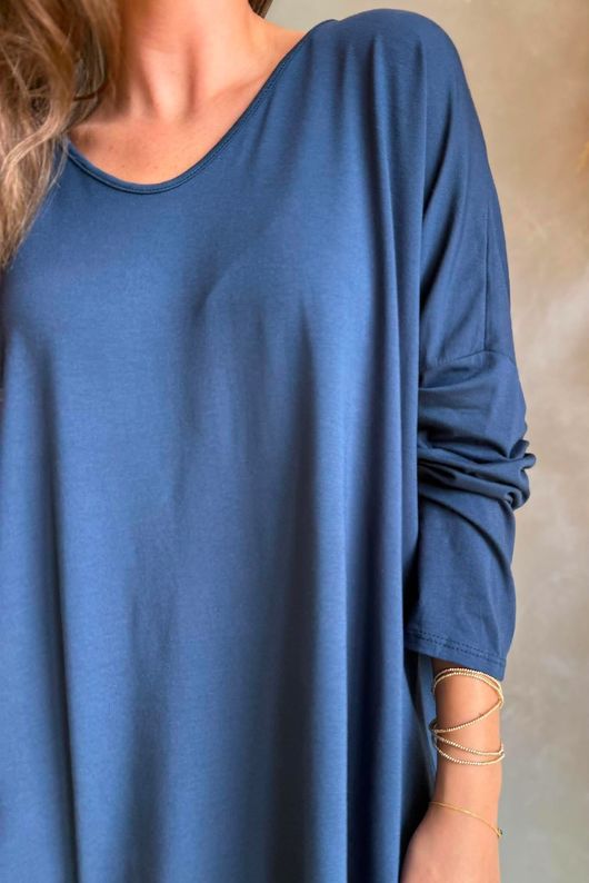  Perfect V Long Sleeve Top Navy 