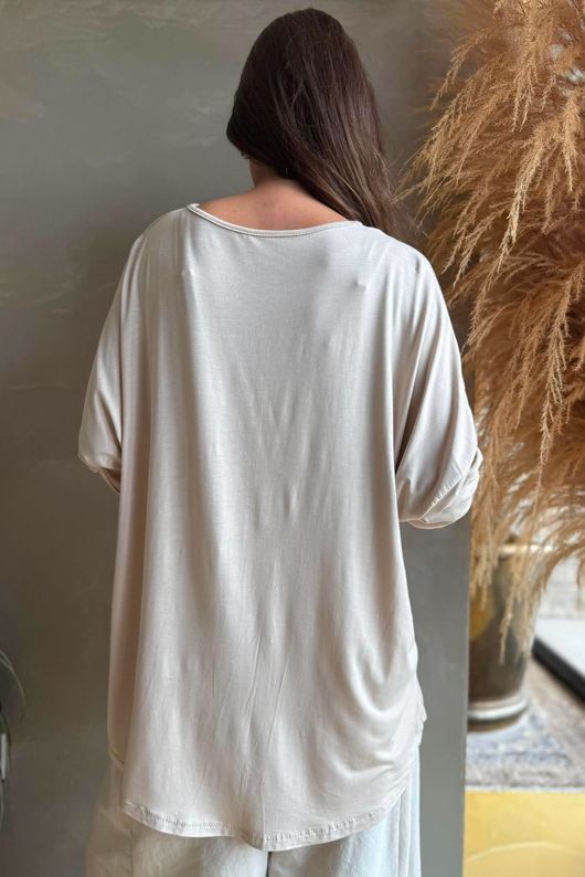  Perfect V Long Sleeve Top Stone 