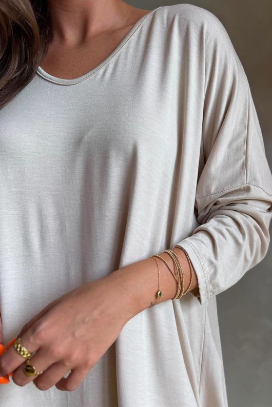  Perfect V Long Sleeve Top Stone 