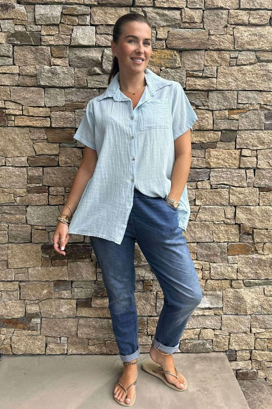 Made in Italy Pure Shores Perfect Cotton Shirt Powder 