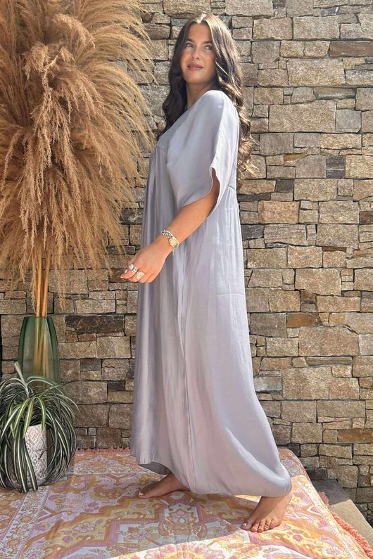 Made in Italy Riviera Smock Maxi Dress Dove /10 =