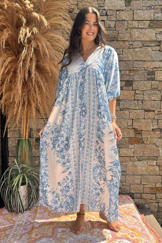 Made in Italy Rosemoor Smock Maxi Dress Baby Blue /8 =