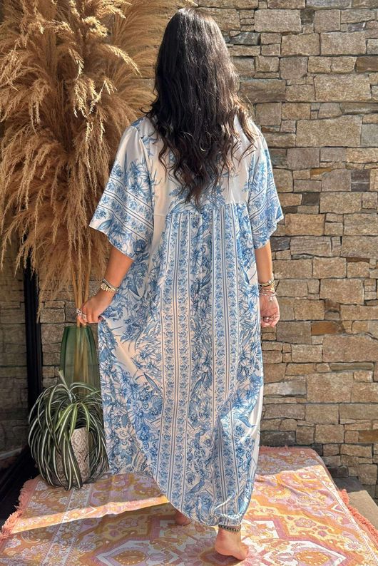 Made in Italy Rosemoor Smock Maxi Dress Baby Blue /8 =