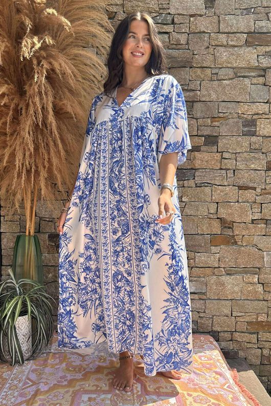 Made in Italy Rosemoor Smock Maxi Dress Lapis /14 =
