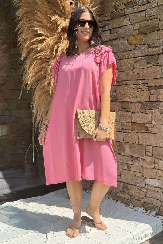 Made in Italy Ruffalo Dress Flamingo