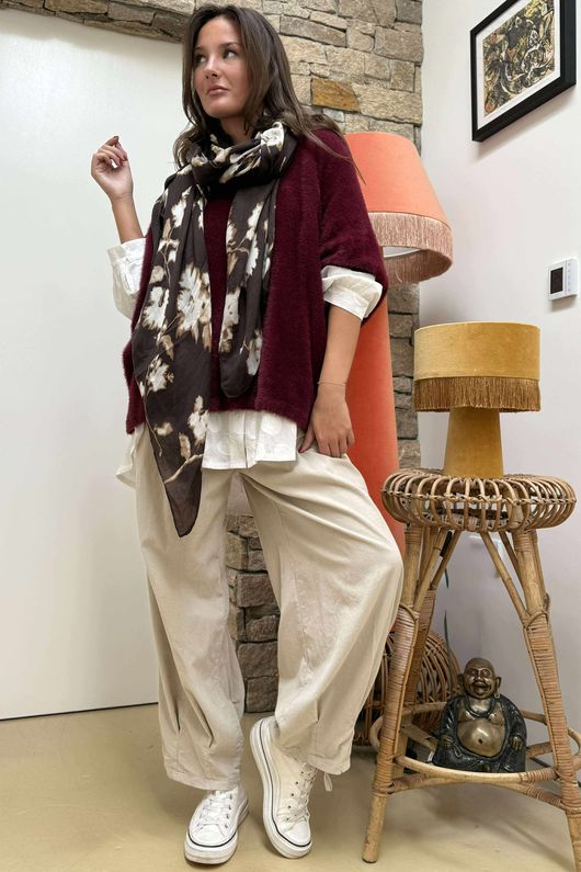 Made in Italy Rupert Relaxed Knit Top Burgundy