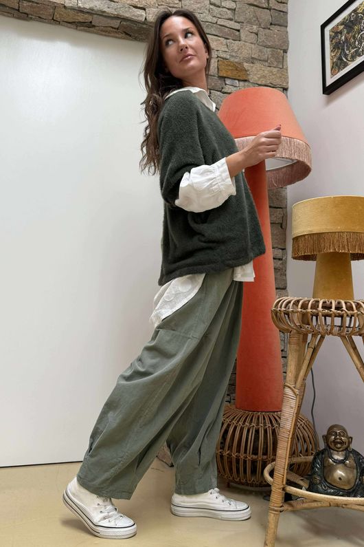 Made in Italy Rupert Relaxed Knit Top Khaki