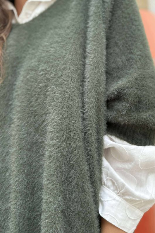 Made in Italy Rupert Relaxed Knit Top Khaki
