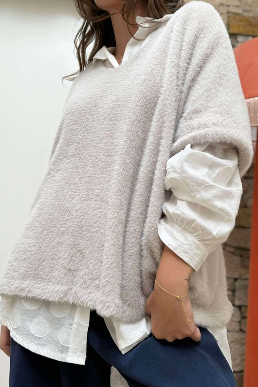 Made in Italy Rupert Relaxed Knit Top Stone
