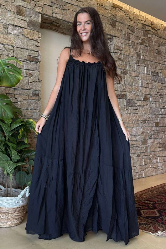 Made in Italy Sa Caleta Beach Maxi Dress Black -