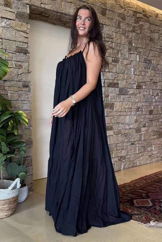 Made in Italy Sa Caleta Beach Maxi Dress Black