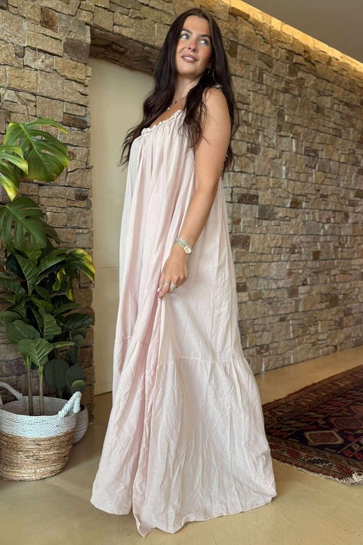 Made in Italy Sa Caleta Beach Maxi Dress Setting Plaster